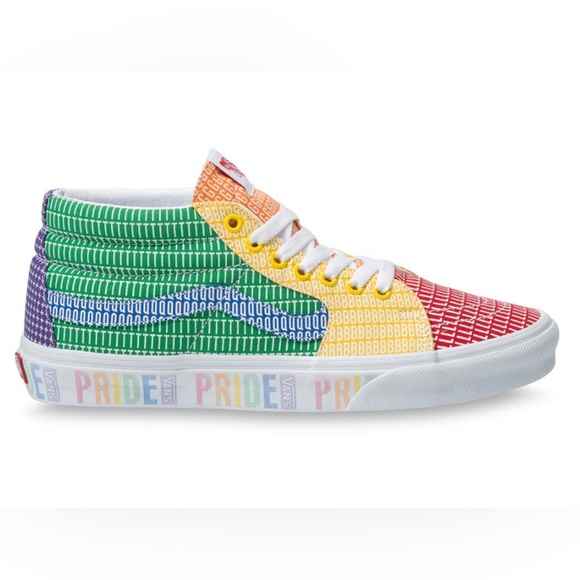 VANS Sk8-Mid Pride Skate Shoes Multi True Rainbow Mens Size 12 - Picture 8 of 8
